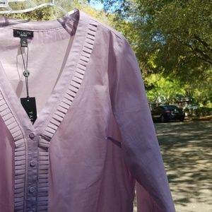 Talbots Lilac cotton 3/4 sleeve blouse XL